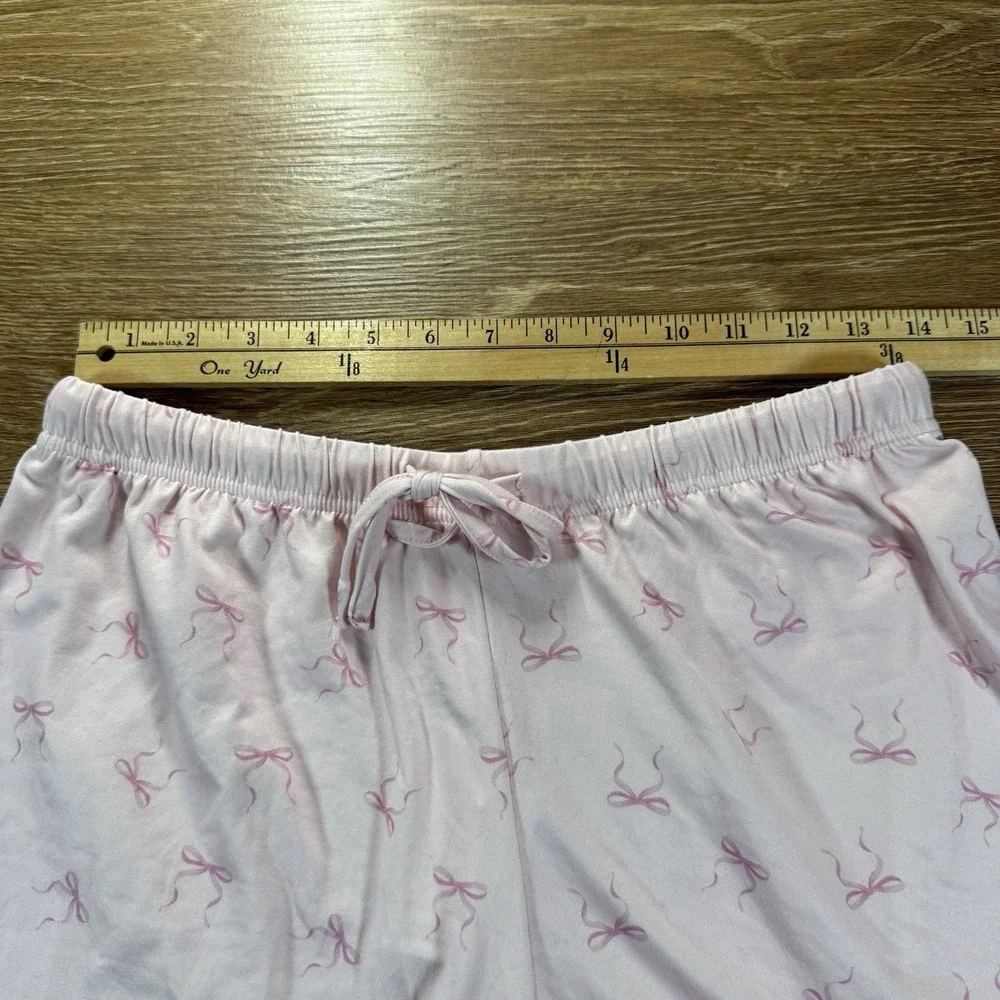 Mia & Tess Pink Lounge Shorts Small – Bow Print Pajama Sleep Shorts NWT